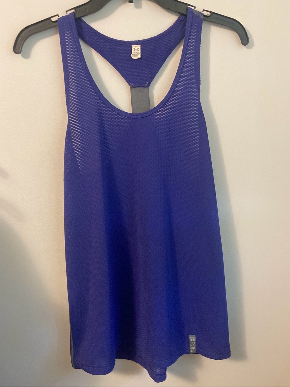 Under Armour Purple Athletic Tank Top Shirt Run Size Small Purple Mesh Sheer